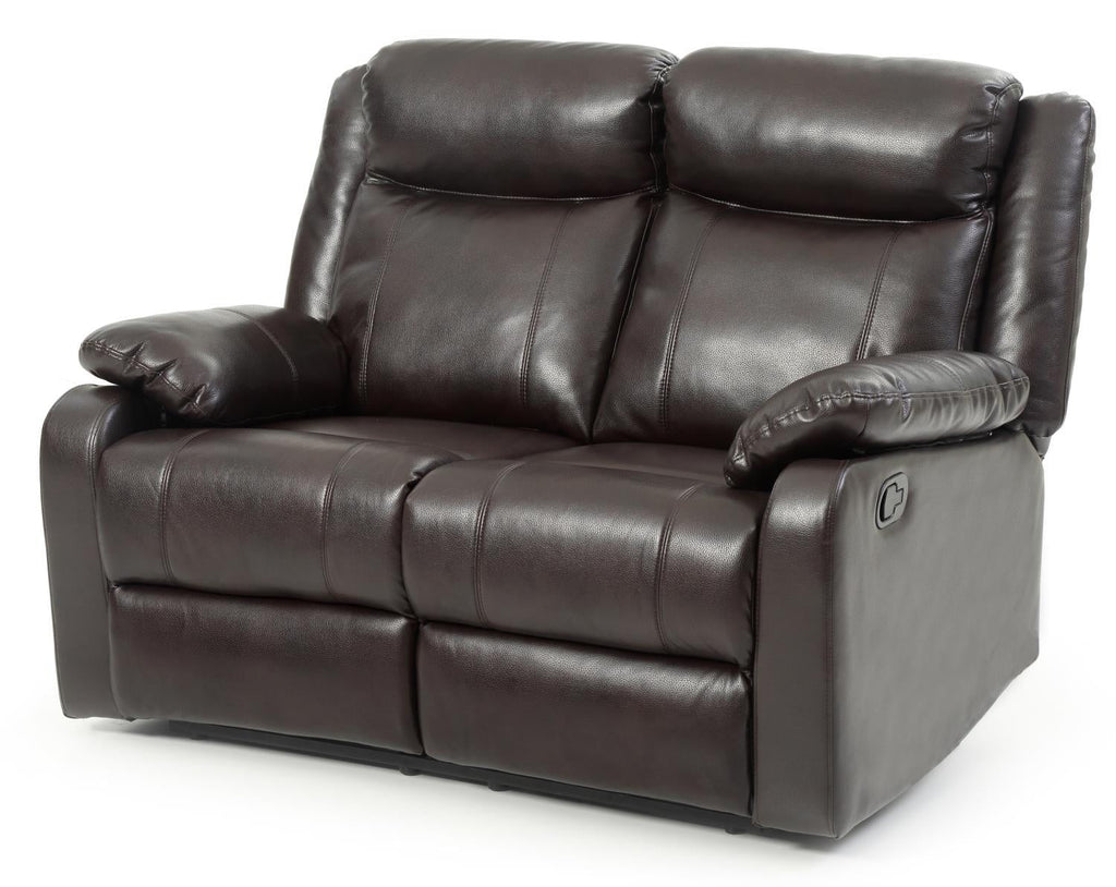 Dark Brown Faux Leather Double Reclining Loveseat L140897