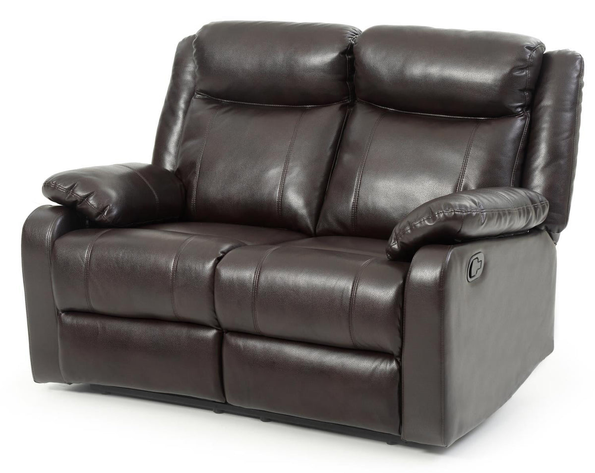 Dark Brown Faux Leather Double Reclining Loveseat L140897