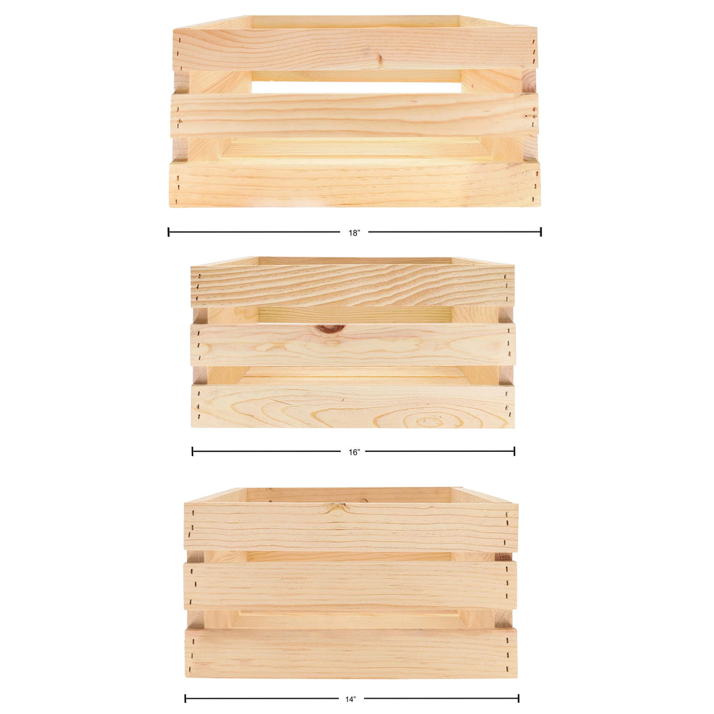 Wooden Crate 3 Piece 14" 16" 18" Q2291