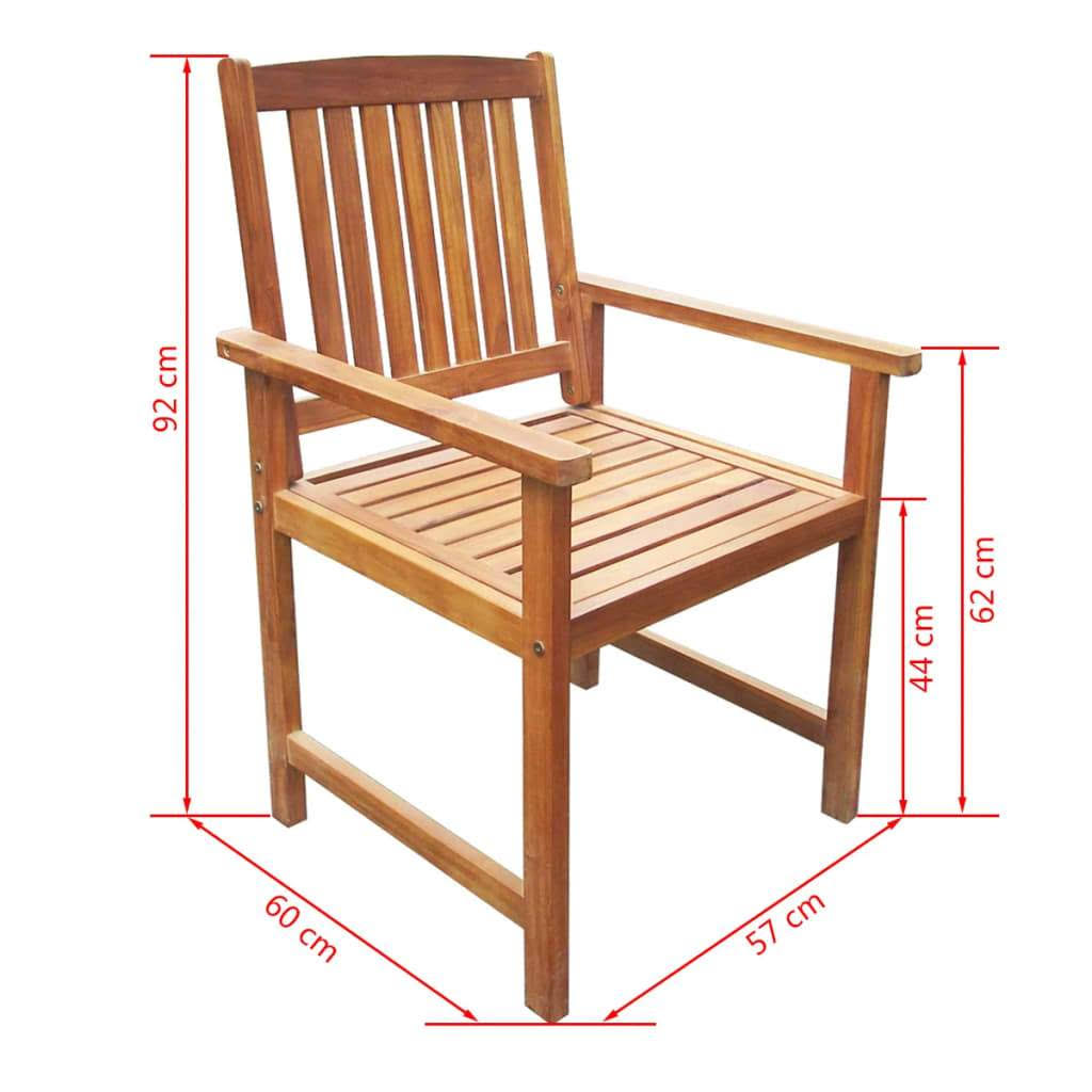 2 Pcs Brown Solid Acacia Wood Garden Chairs N615314