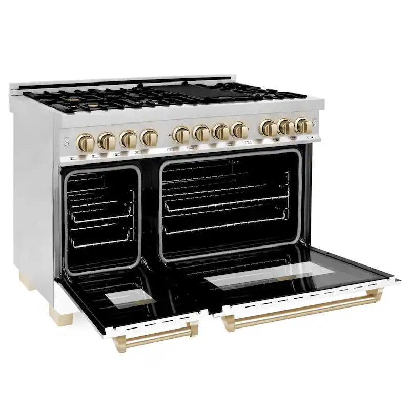 48 in. 7 Burner Double Oven Dual Fuel Range in Stainless Steel Q18897