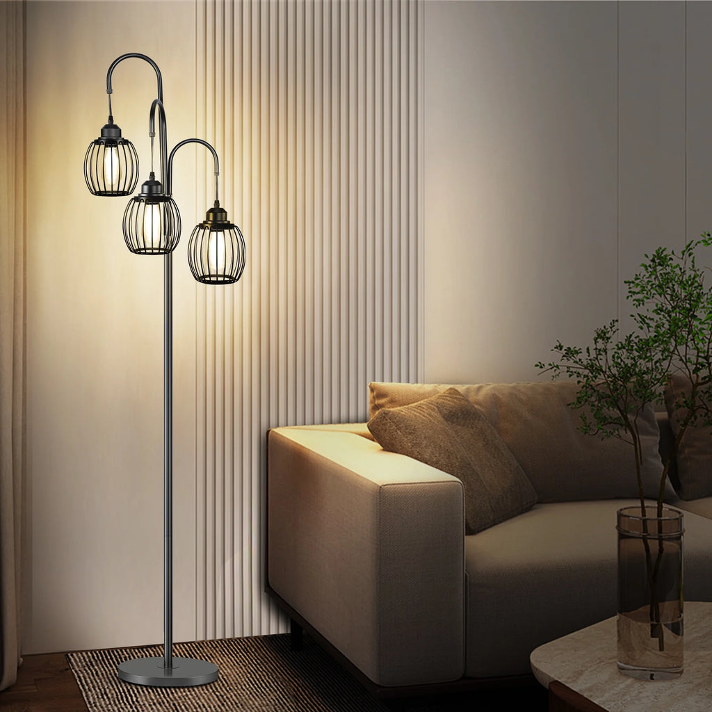69'' Dimmable 3 Light Black Floor Lamp I930