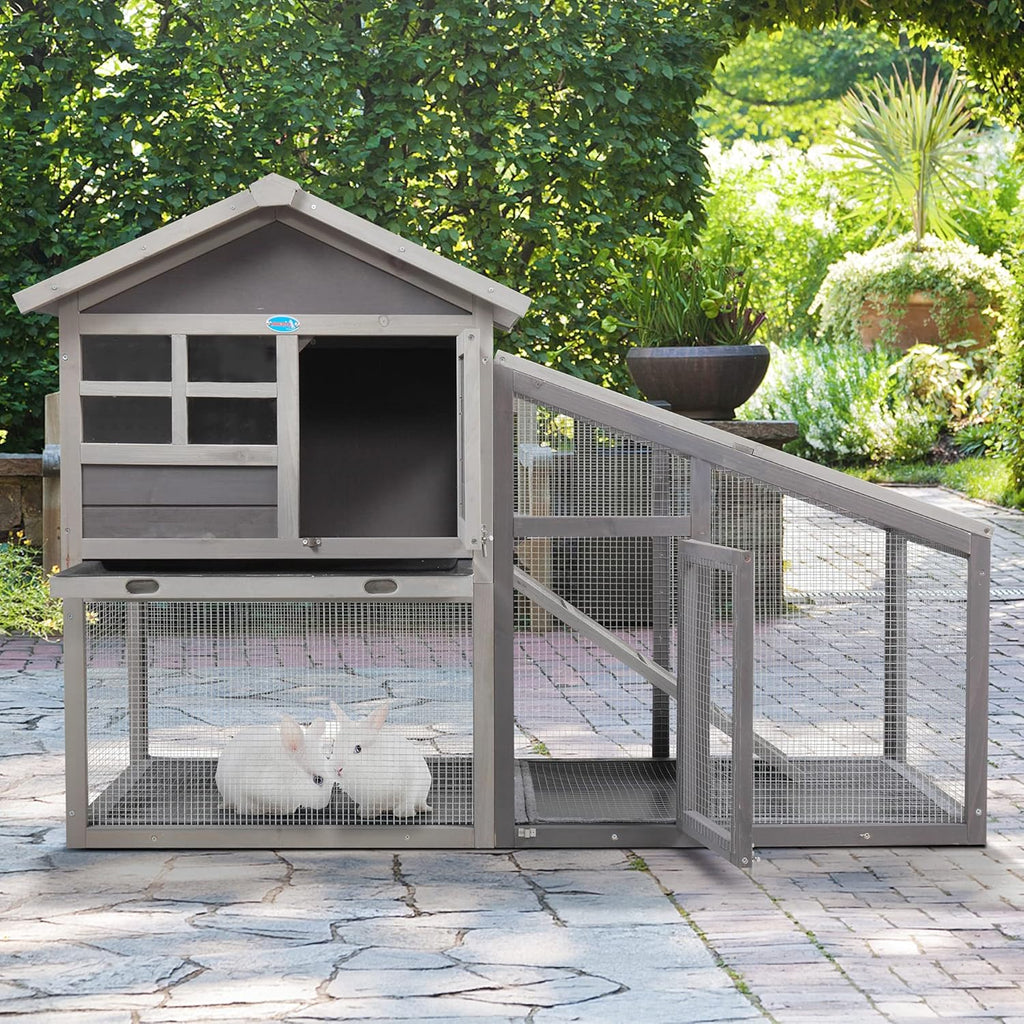 Indoor Outdoor Rabbit Hutch with Removable Tray H14446