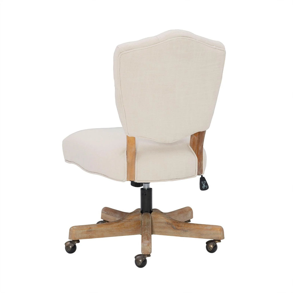 Beige Wood Upholstered Swivel Office Chair Q20142