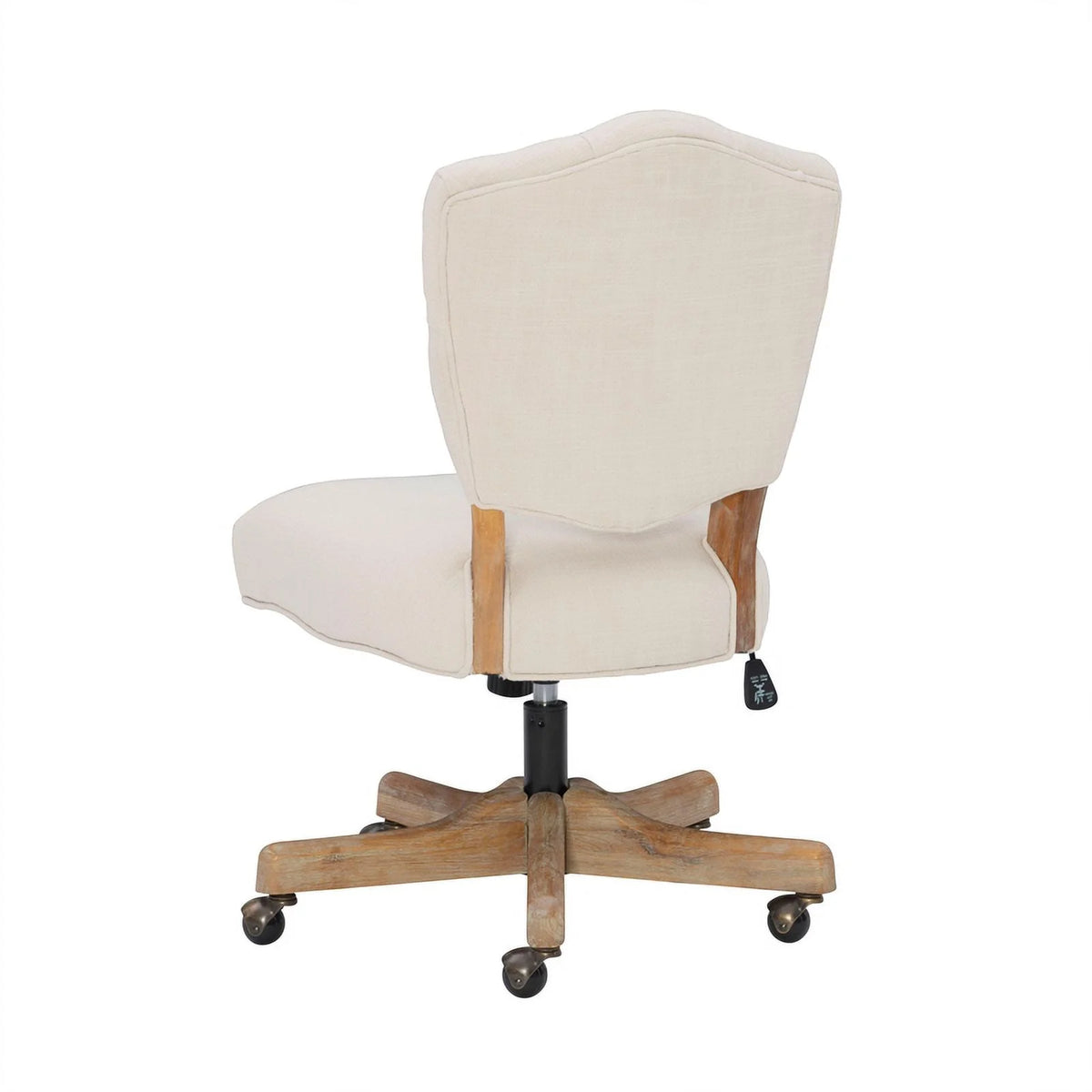 Beige Wood Upholstered Swivel Office Chair Q20142