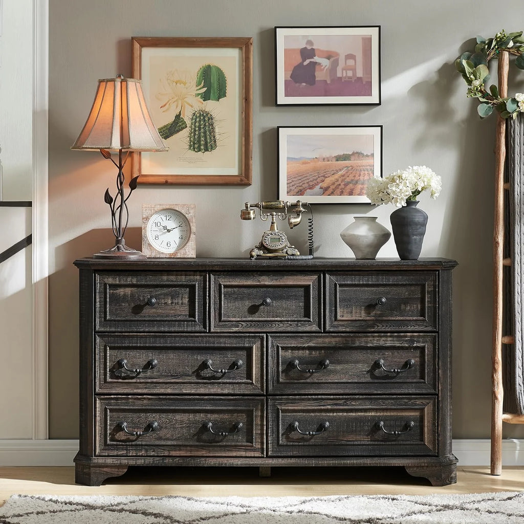 Brown 7 Drawer Wood Dresser P611576