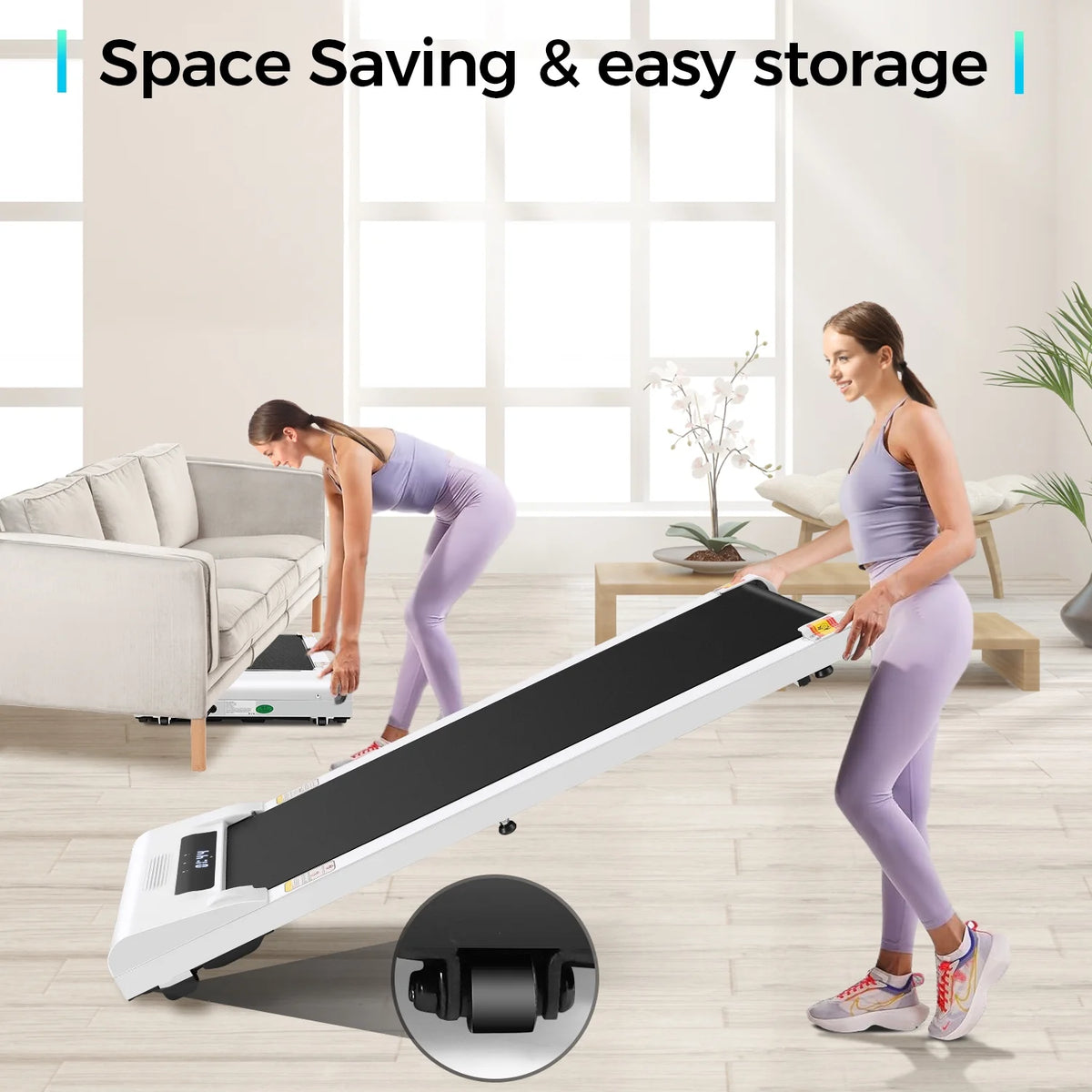 2.5HP Slim Compact Under Desk Treadmill with LED Display and Remote Control E314