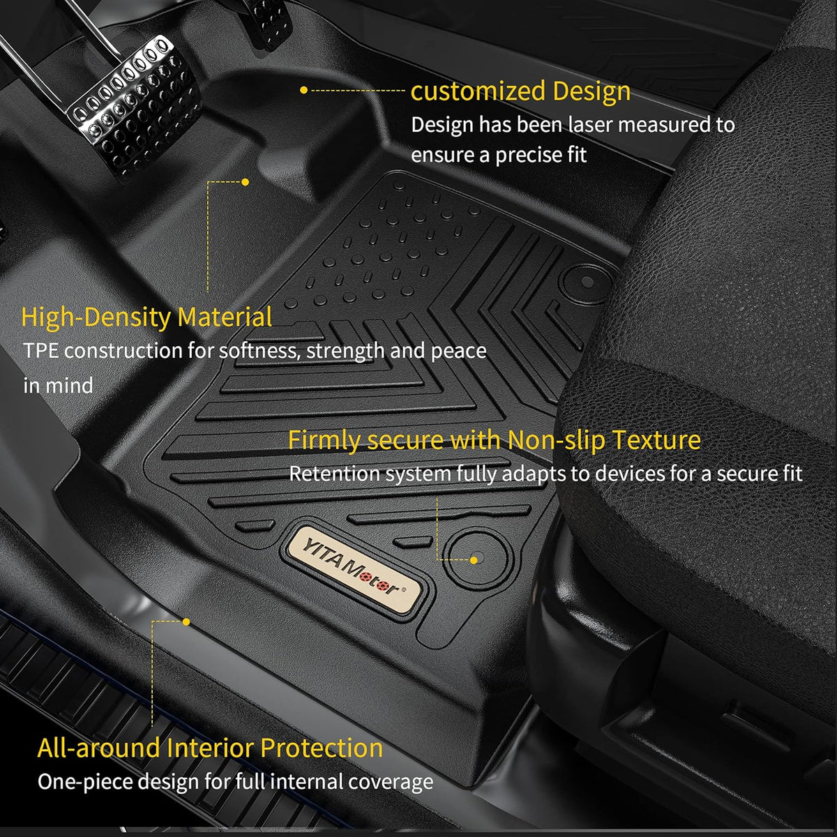 Black TPE Floor Mats 1st & 2nd Row T1259