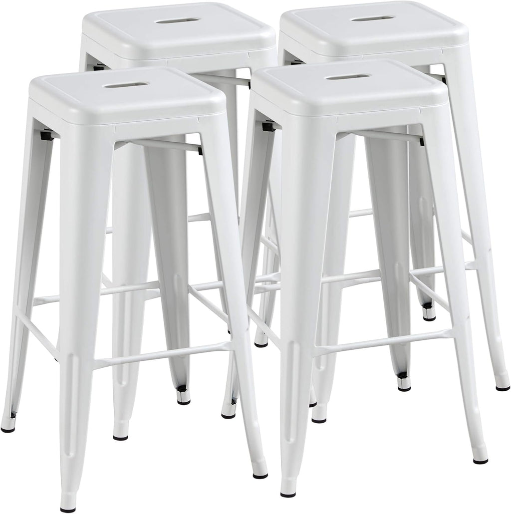 White 30inch Metal Barstools Set of 4 H98689
