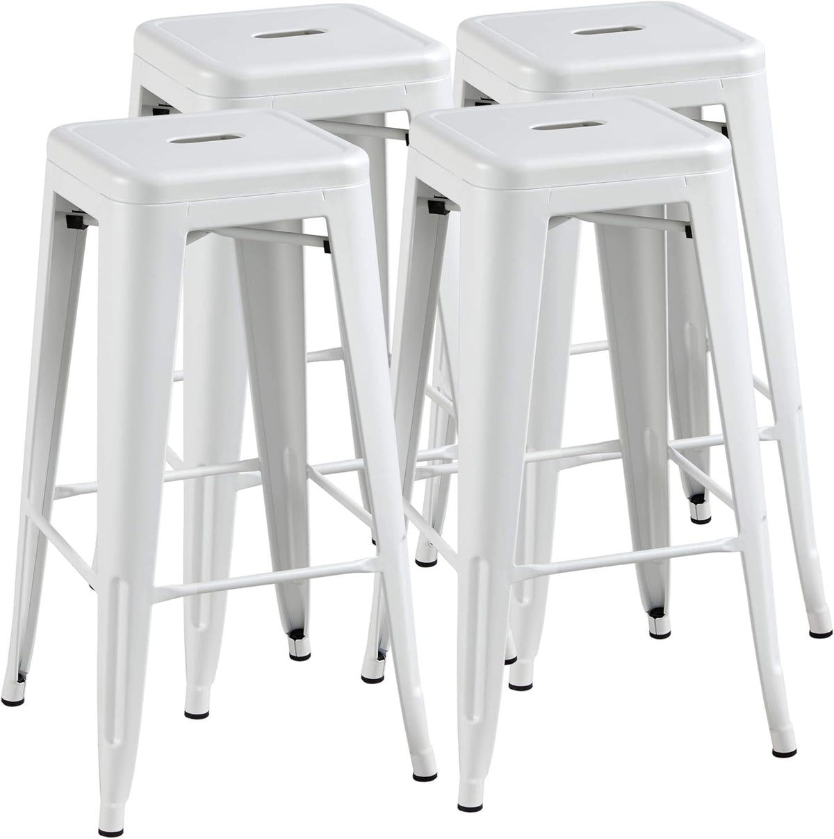 White 30inch Metal Barstools Set of 4 H98689