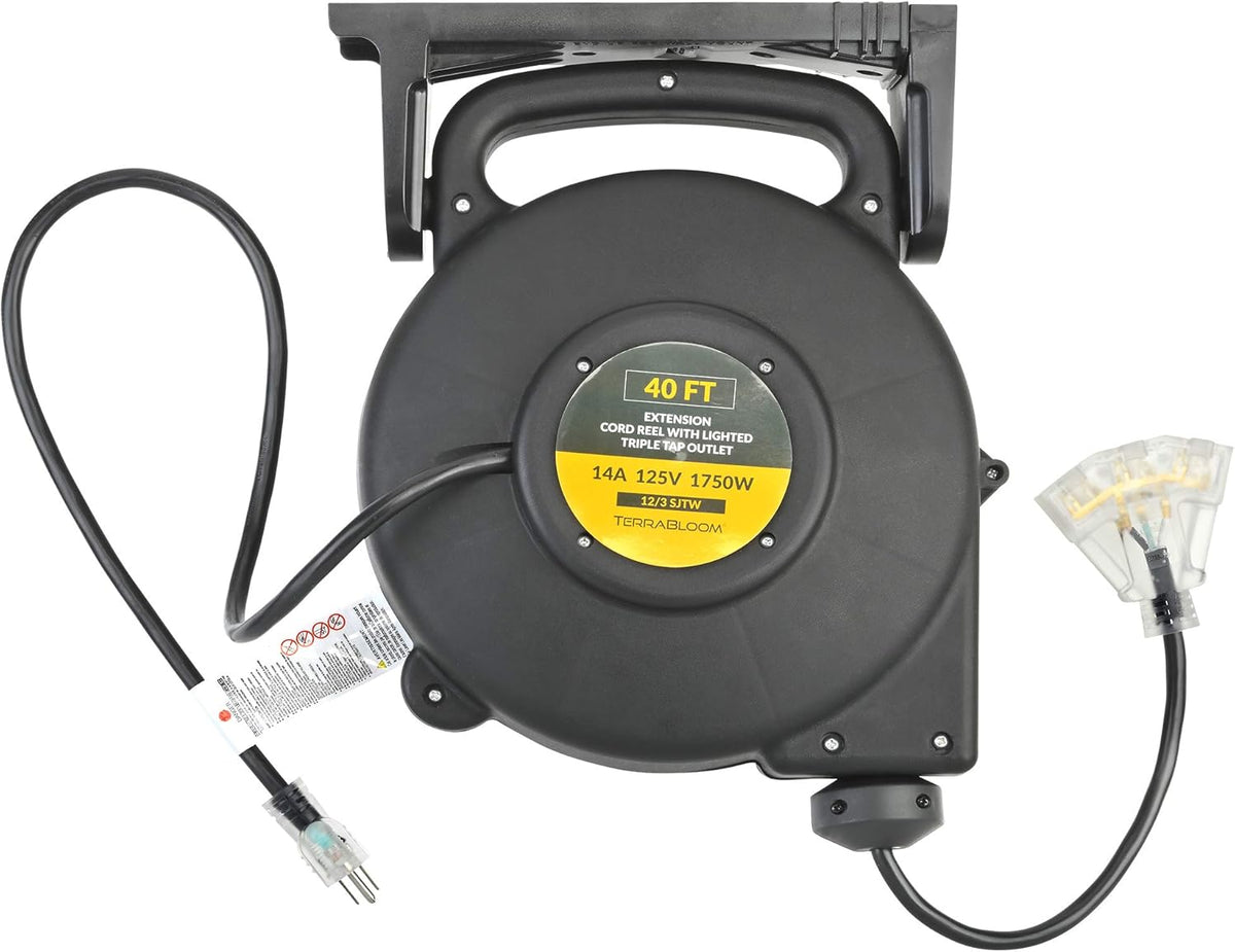 40 Ft 12/3 Retractable Extension Cord Reel with 3 Outlets G99800