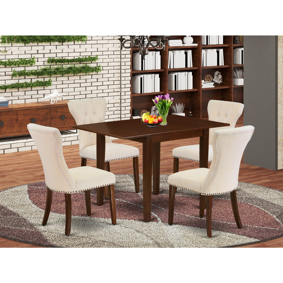 5-Piece Drop Leaf Dining Table Set with 4 Chairs I799