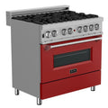 36 in. Gas Burner Electric Oven Stainless Red Matte Door L47482