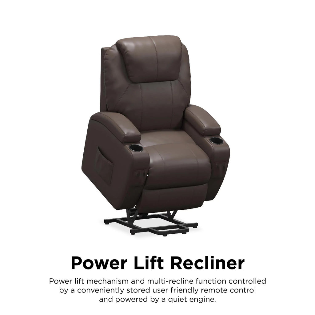 Brown Faux Leather Power Lift Recliner Y888