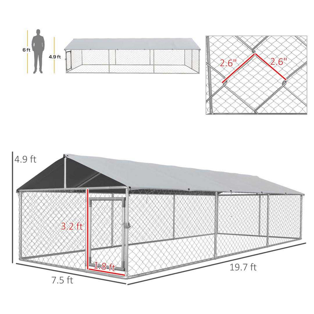 Large Outdoor Dog Kennel with Waterproof UV Resistant Roof Z284