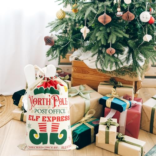 4-Pack Large Christmas Canvas Gift Bags with Drawstring L2656