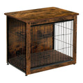 Wooden Dog Crate Furniture with Cushion and Double Doors O1684