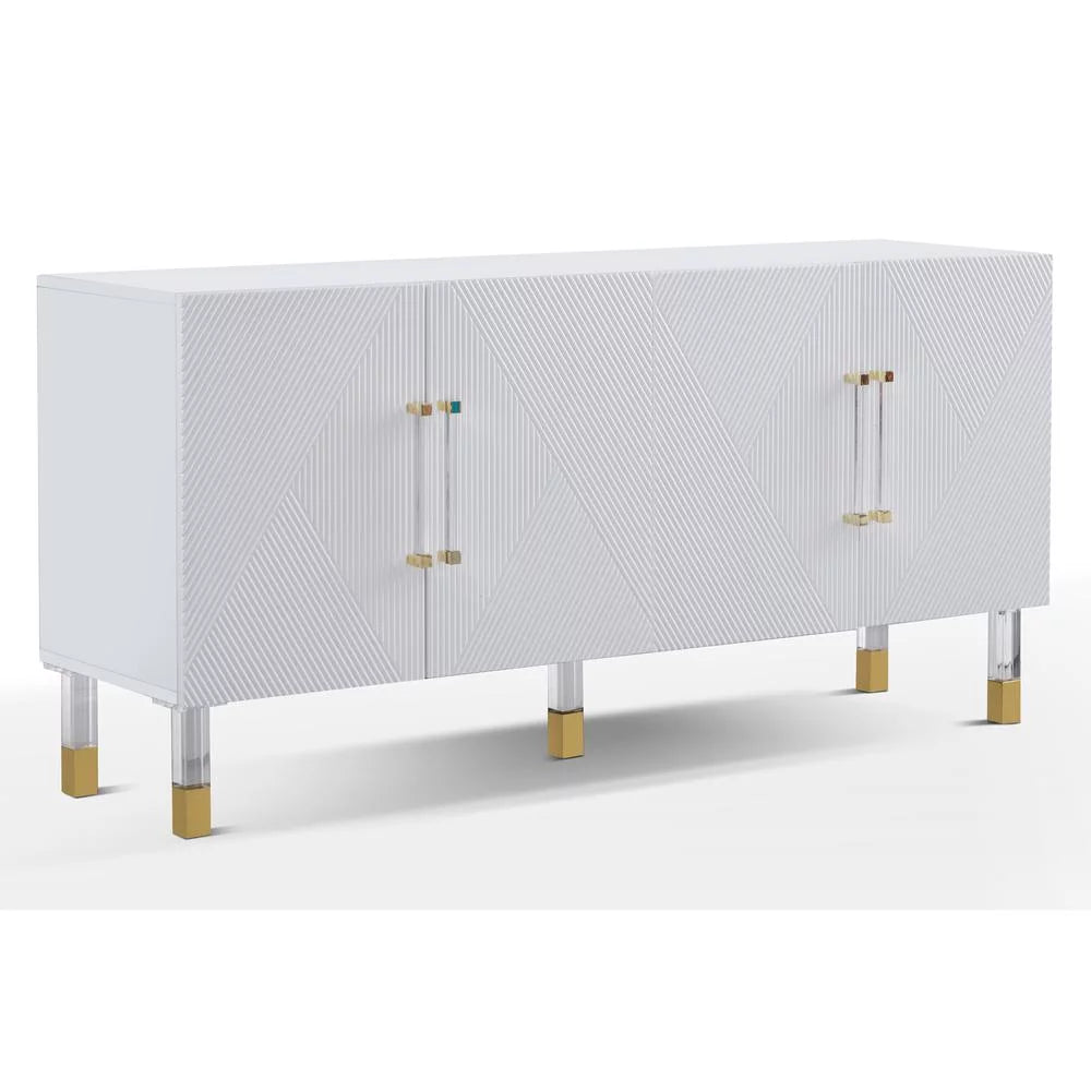 White Cabinet with Gold Acrylic Accents G6958