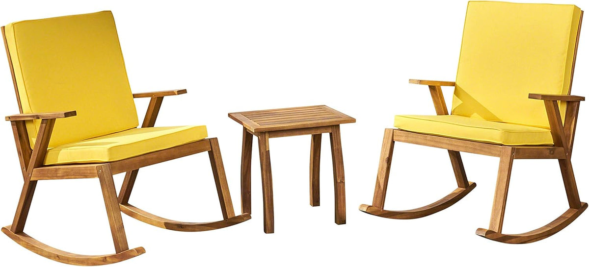Acacia Wood Rocking Chairs with Accent Table Y61565