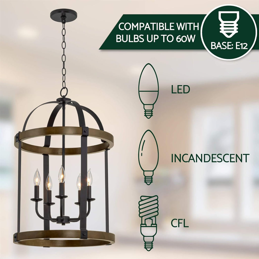 5-Light Black Lantern Chandelier N793