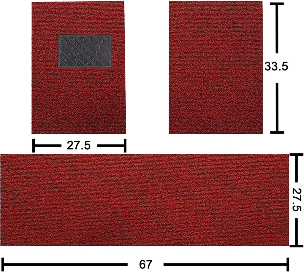 Black Red 3 Piece Rubber Car Floor Mats X968751