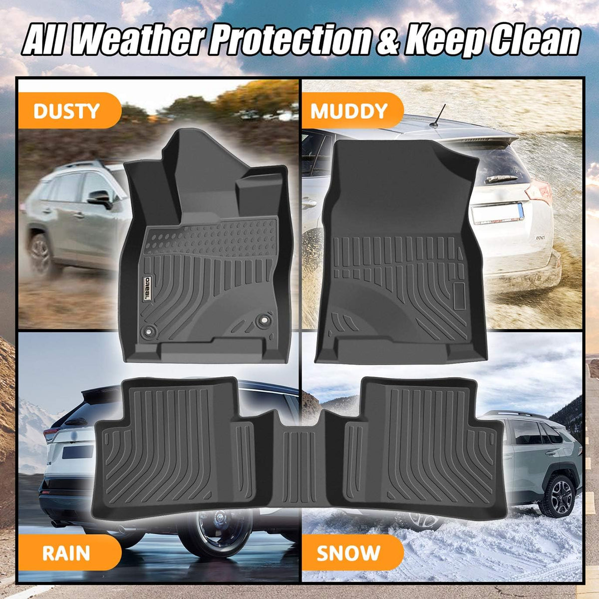 Black Floor Mats Liners for Honda Civic Sedan 2016-2021 D30410