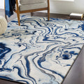 Abstract Coastal Marble Swirl Pattern Area Rug 8'10" x 12' Z20803