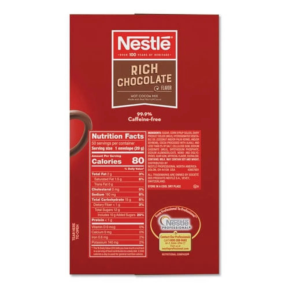 Hot Cocoa Mix, Rich Chocolate, .71oz, 50/box, Bundle of 10 Boxes A2868