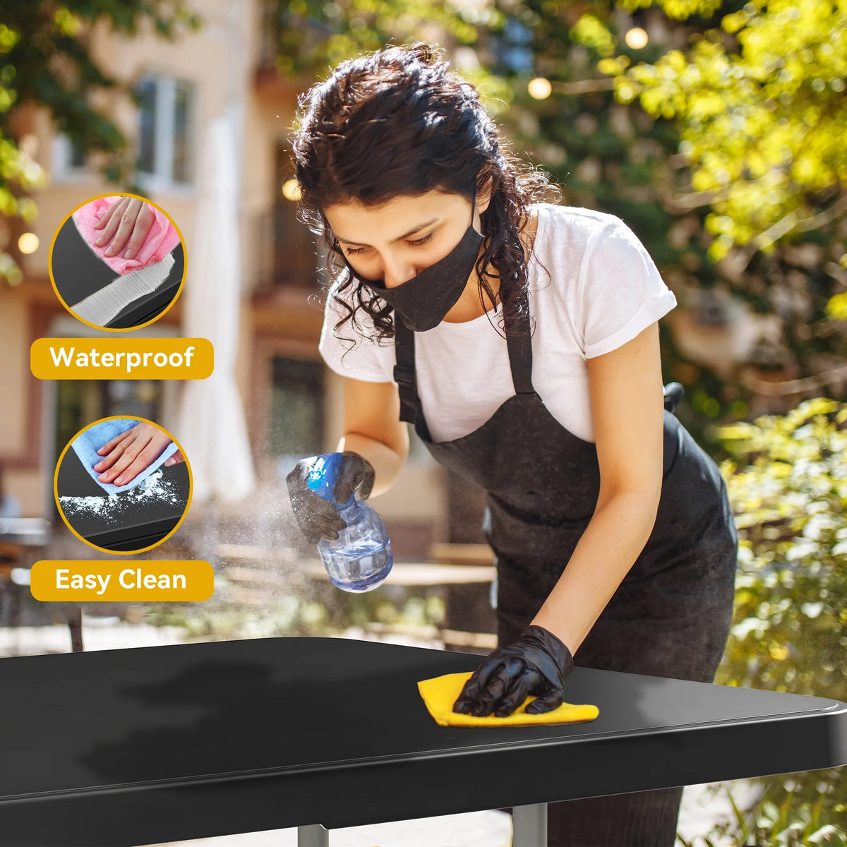 8FT Heavy Duty Folding Table with Carrying Handle, Black T62788