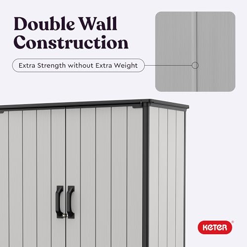Resin Outdoor Storage Shed with Shelving Brackets F4572