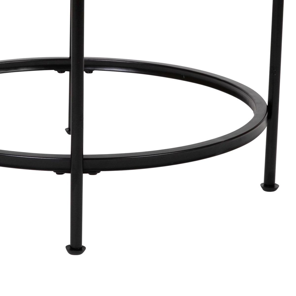Round Glass End Table with Black Frame E78070