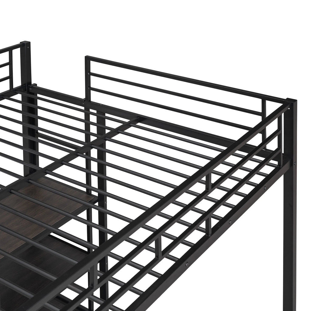 Full Size Black Metal Loft Bed with Desk and Whiteboard C523848