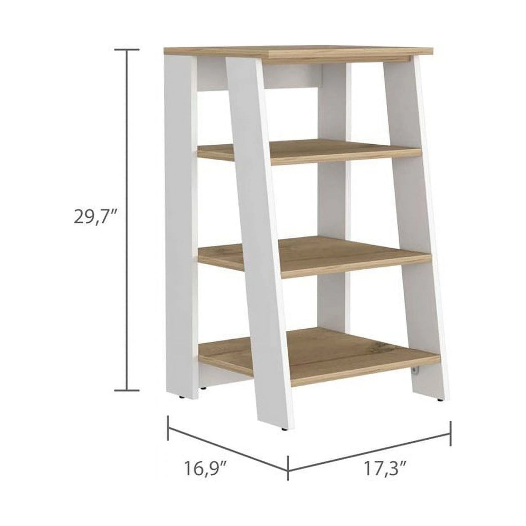 Modern Wood Linen Cabinet with 4-Shelf in Light Oak/White L5279