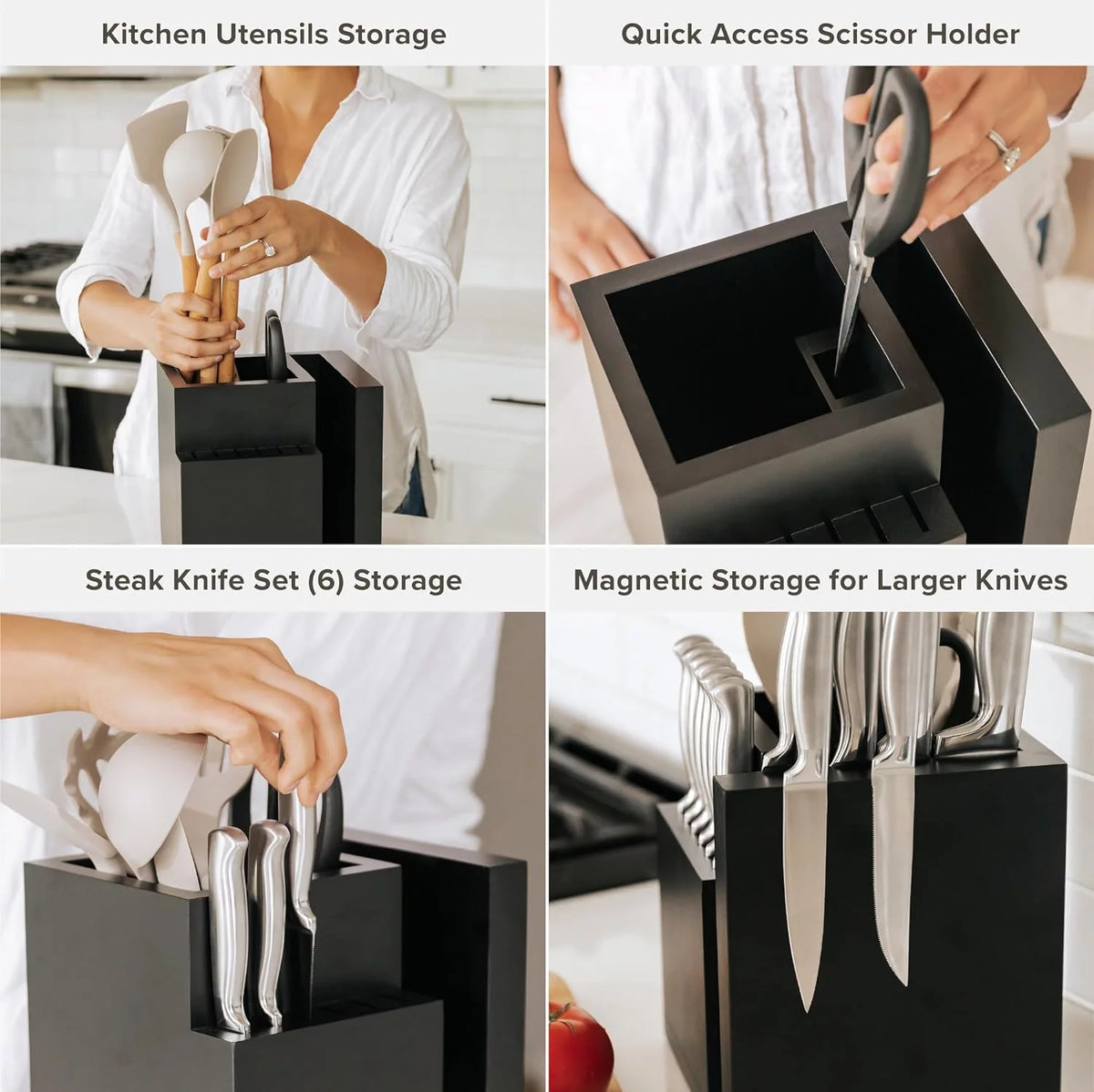 Bamboo Magnetic Knife Block and Cooking Utensil Holder F45724