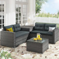 4 Pieces Patio Wicker Sofa Set with Cushions and Coffee Table M438108