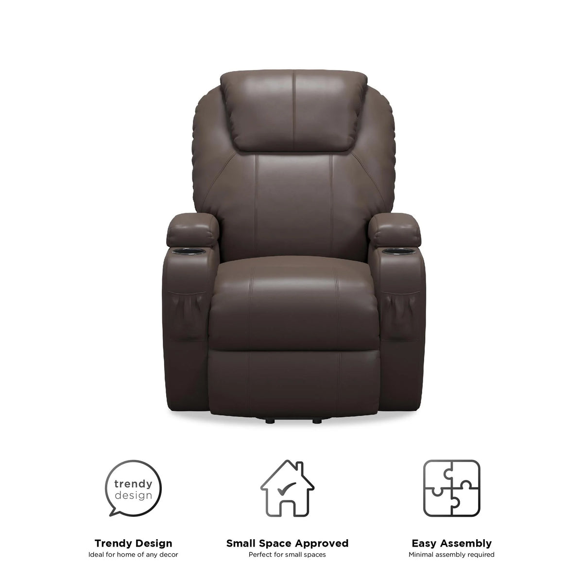 Brown Faux Leather Power Lift Recliner Y888