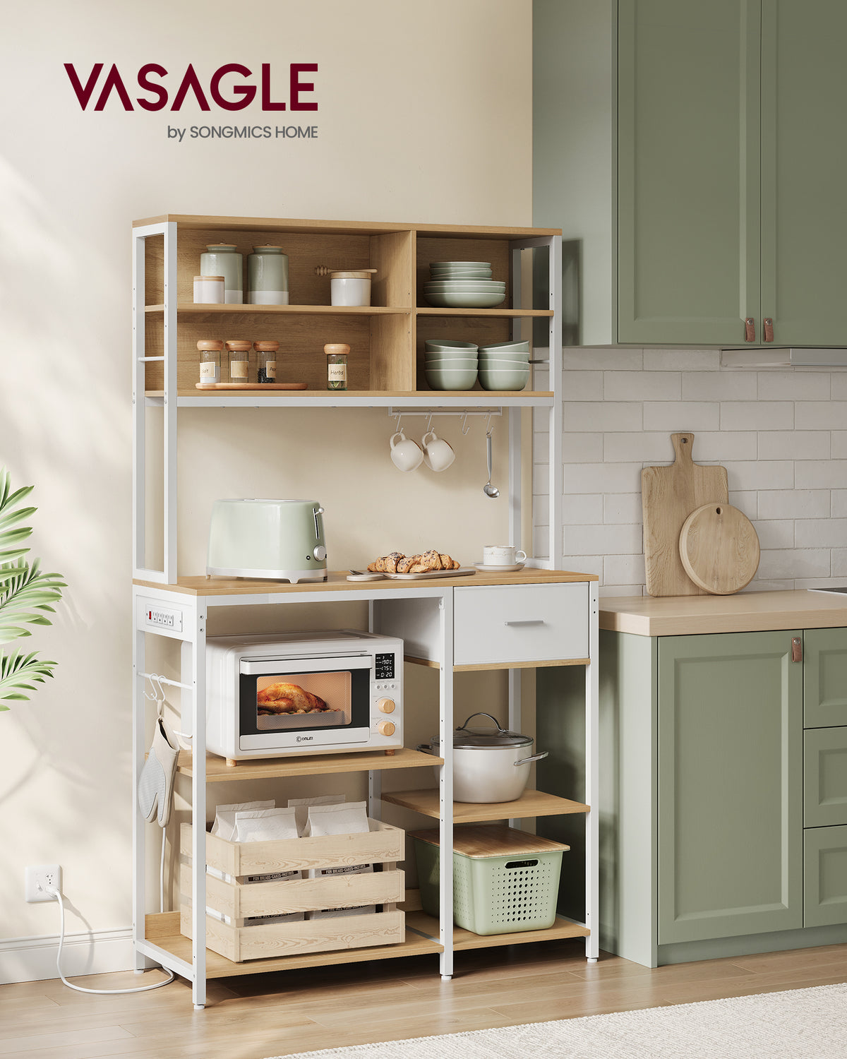 Bakers Rack with Charging Station A741897