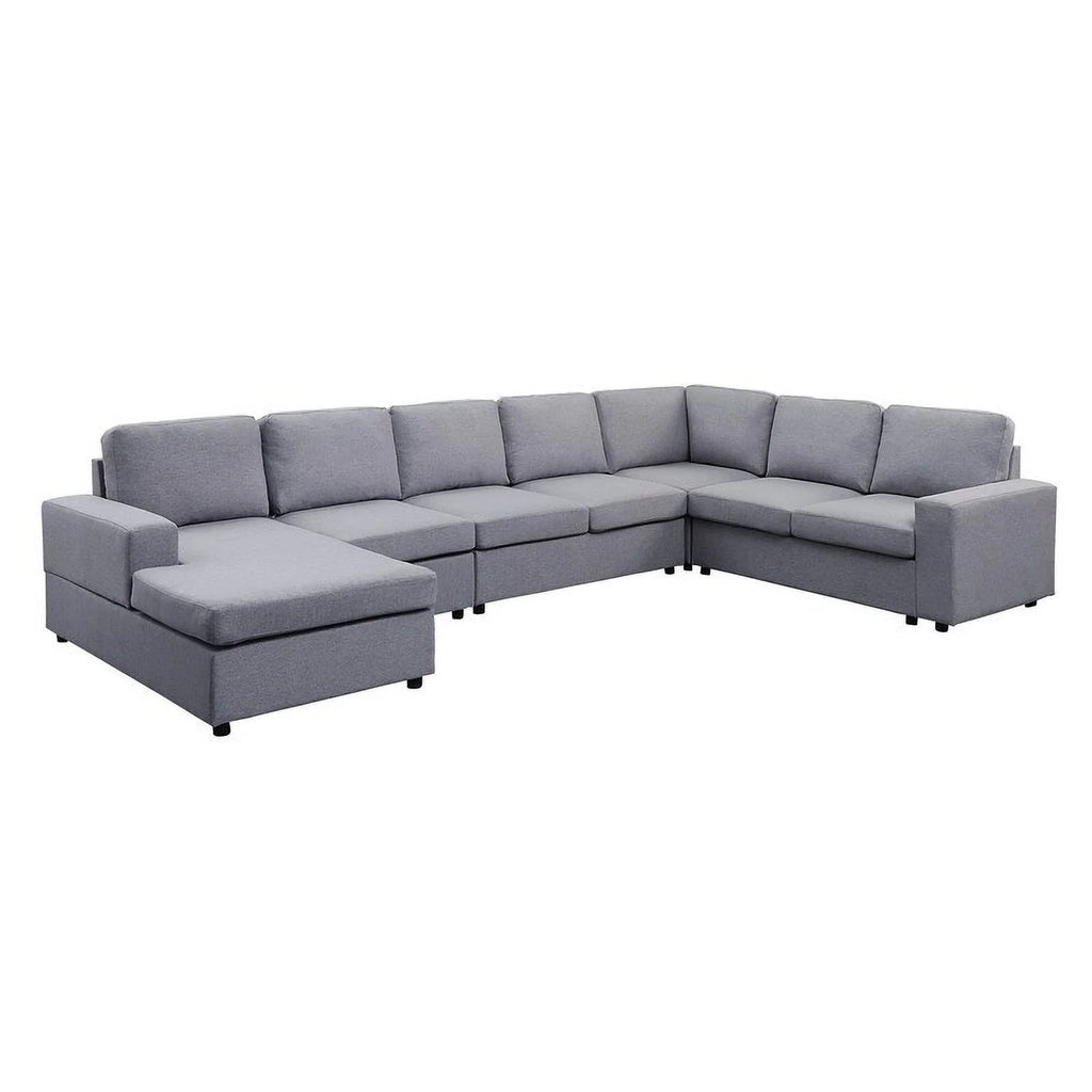 Light Gray Modular Sectional Sofa with Reversible Chaise D603