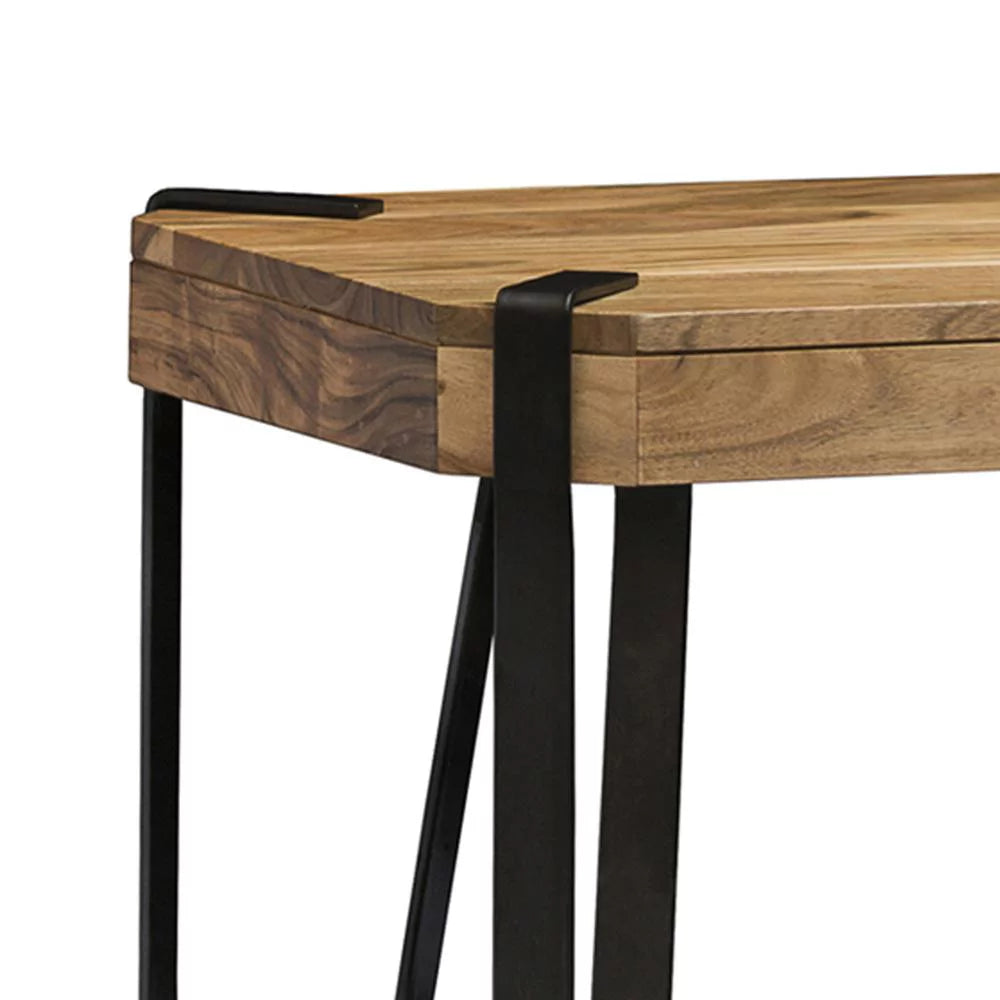 Natural Solid Wood with Metal Media Console Table L153925