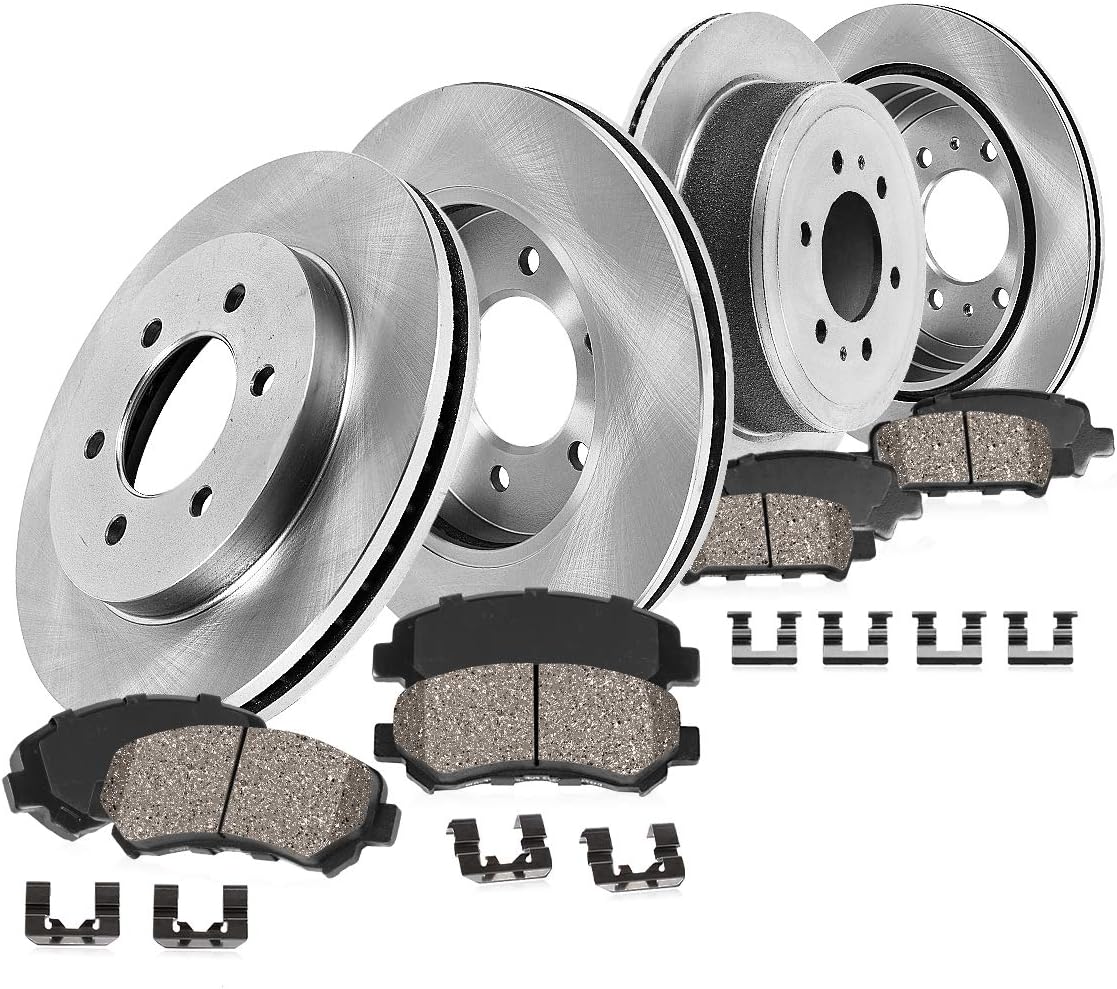 330 mm Front + 348 mm Rear 6 Lug Rotors + Ceramic Brake Pads + Clips Y720144