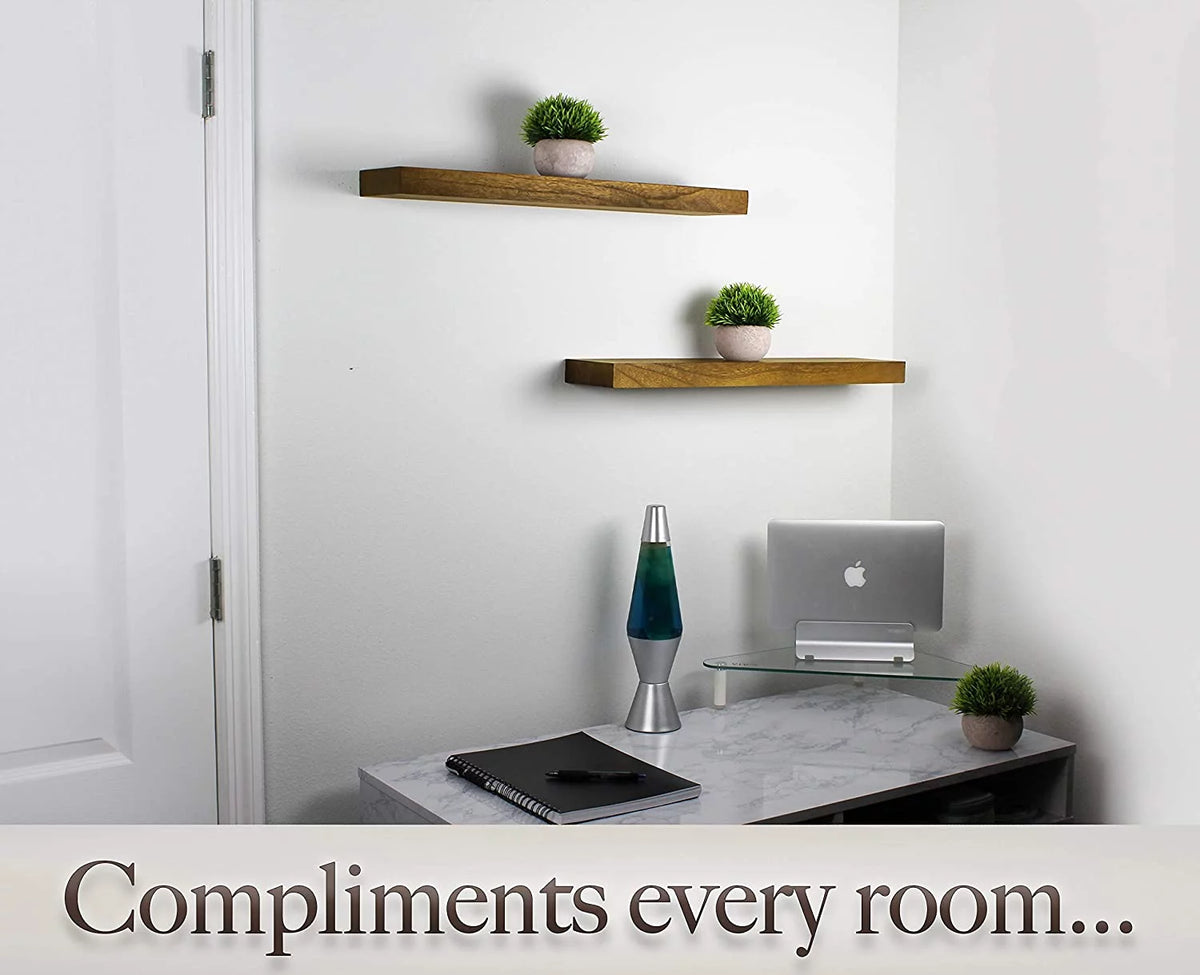 Real Wood Floating Shelves 24in x 5.5in Walnut Finish K208