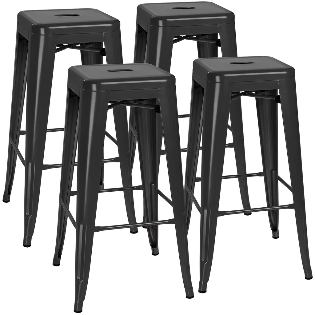 30 Inches Metal Bar Stools Set of 4 Black A8063