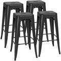 30 Inches Metal Bar Stools Set of 4 Black A8063