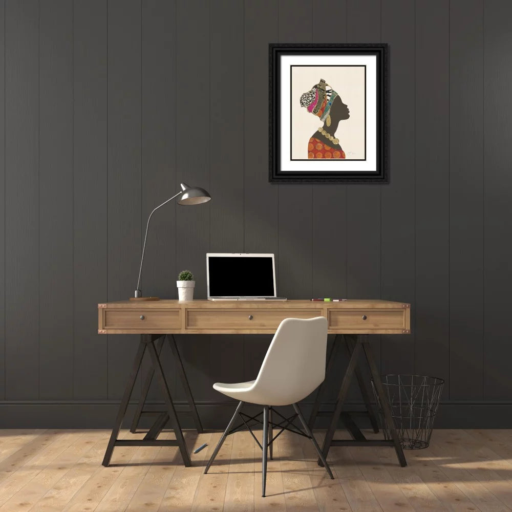 Black Ornate Wood Framed Art Print K158