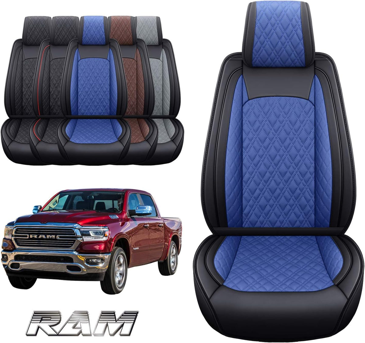 Black-Brown 2 Pc Front Car Seat Covers C5498