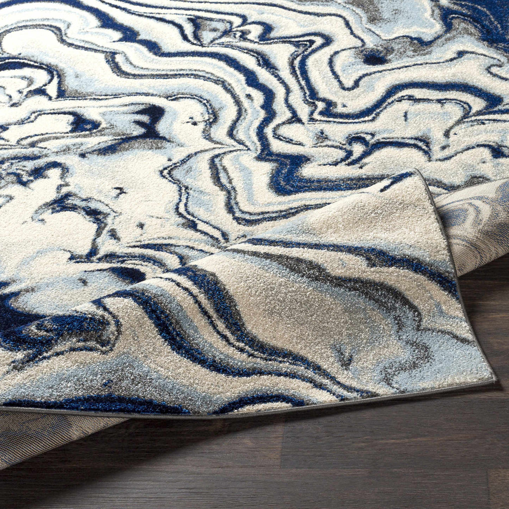 Abstract Coastal Marble Swirl Pattern Area Rug 8'10" x 12' Z20803