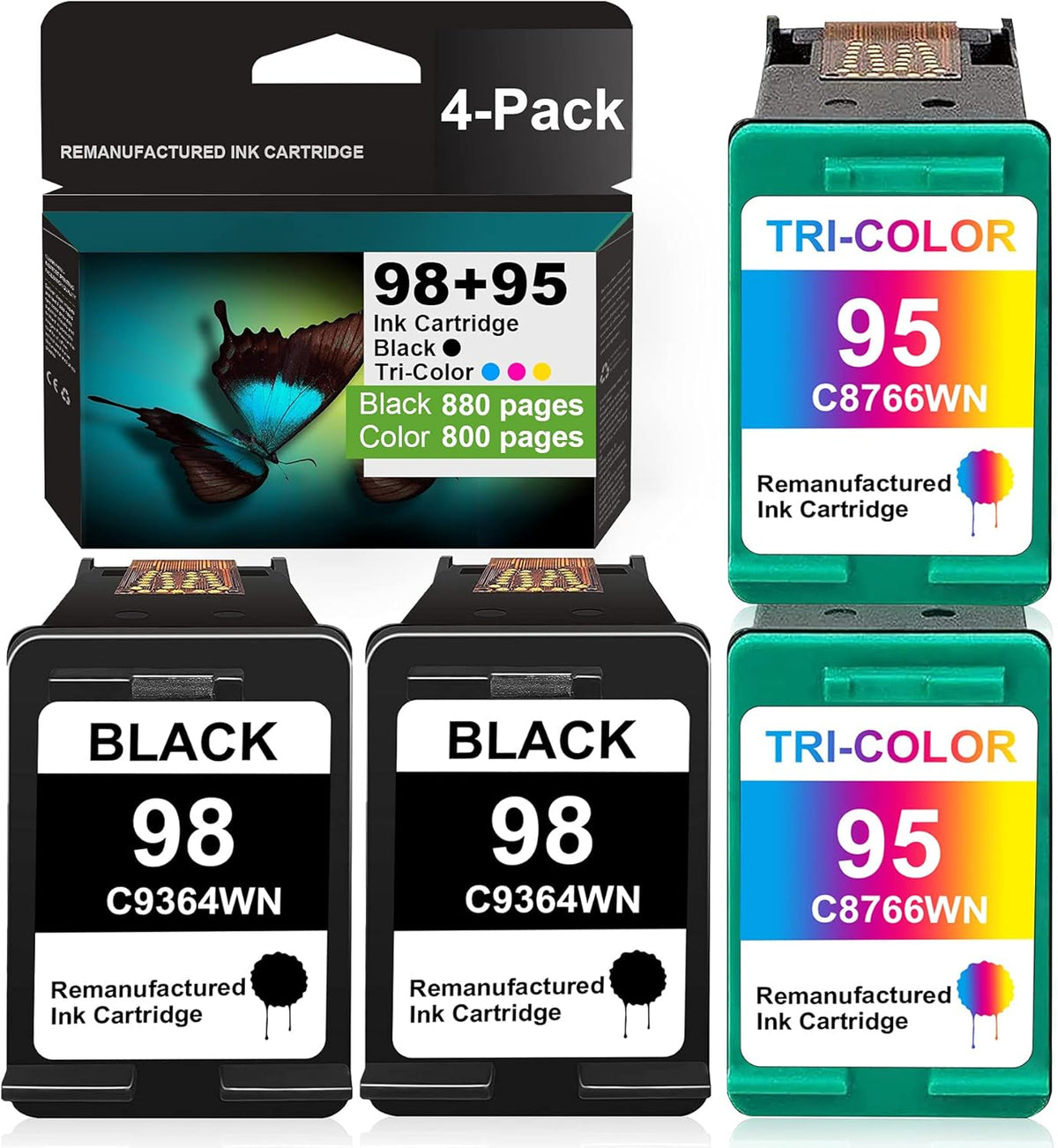 4 Pack Remanufactured Ink Cartridge 2 Black + 2 Tri-Color K461