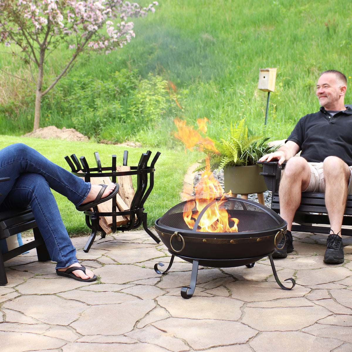 Steel Fire Bowl and Spark Screen - 25" A69290
