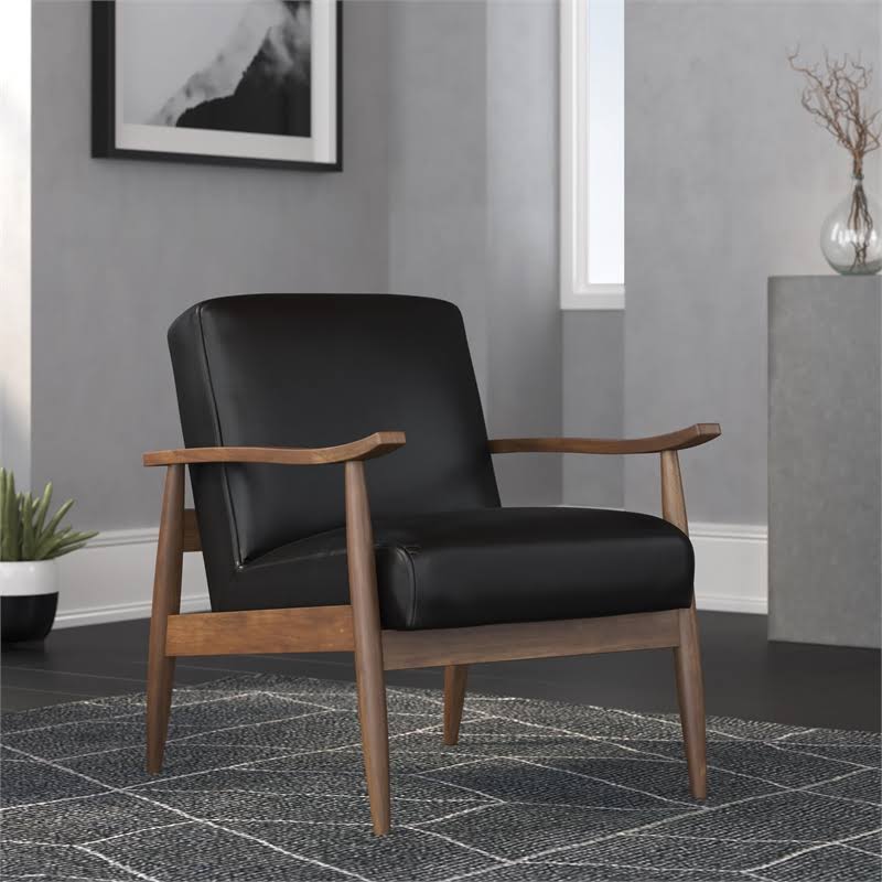 Black Leather Accent Chair W5075