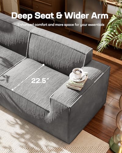 Oversized Deep U Shaped Modular Corduroy Sectional Sofa with Ottoman L724